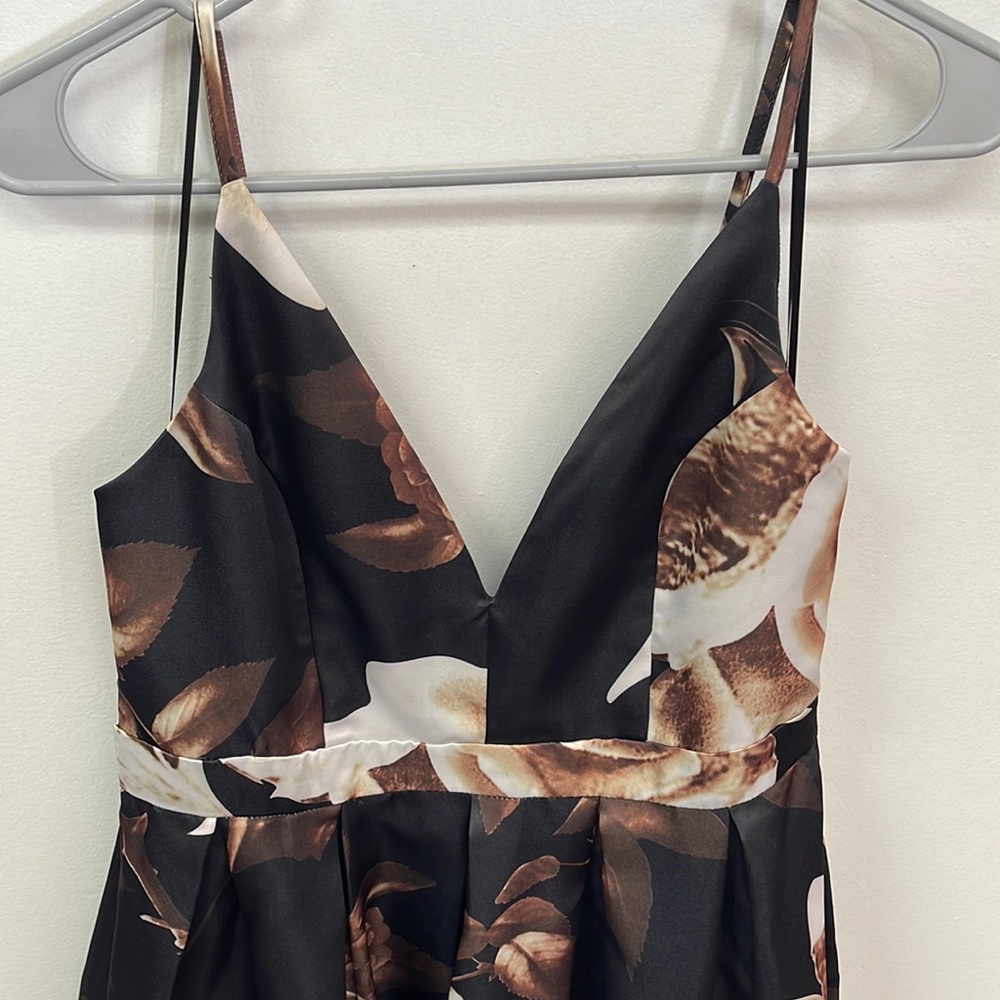 Cals Formal Dress Black with Flower Pattern
